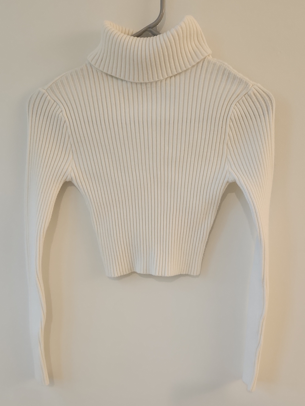 Love Tree from Willow Boutique Ivory Ribbed Cropped Turtleneck Sweater